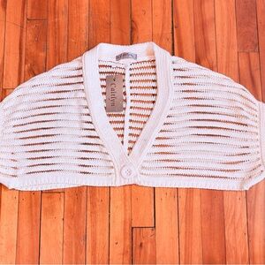 CAITLYN Cream Open-Knit Women's Cropper Sweater/Bolero One Button - Size S/M